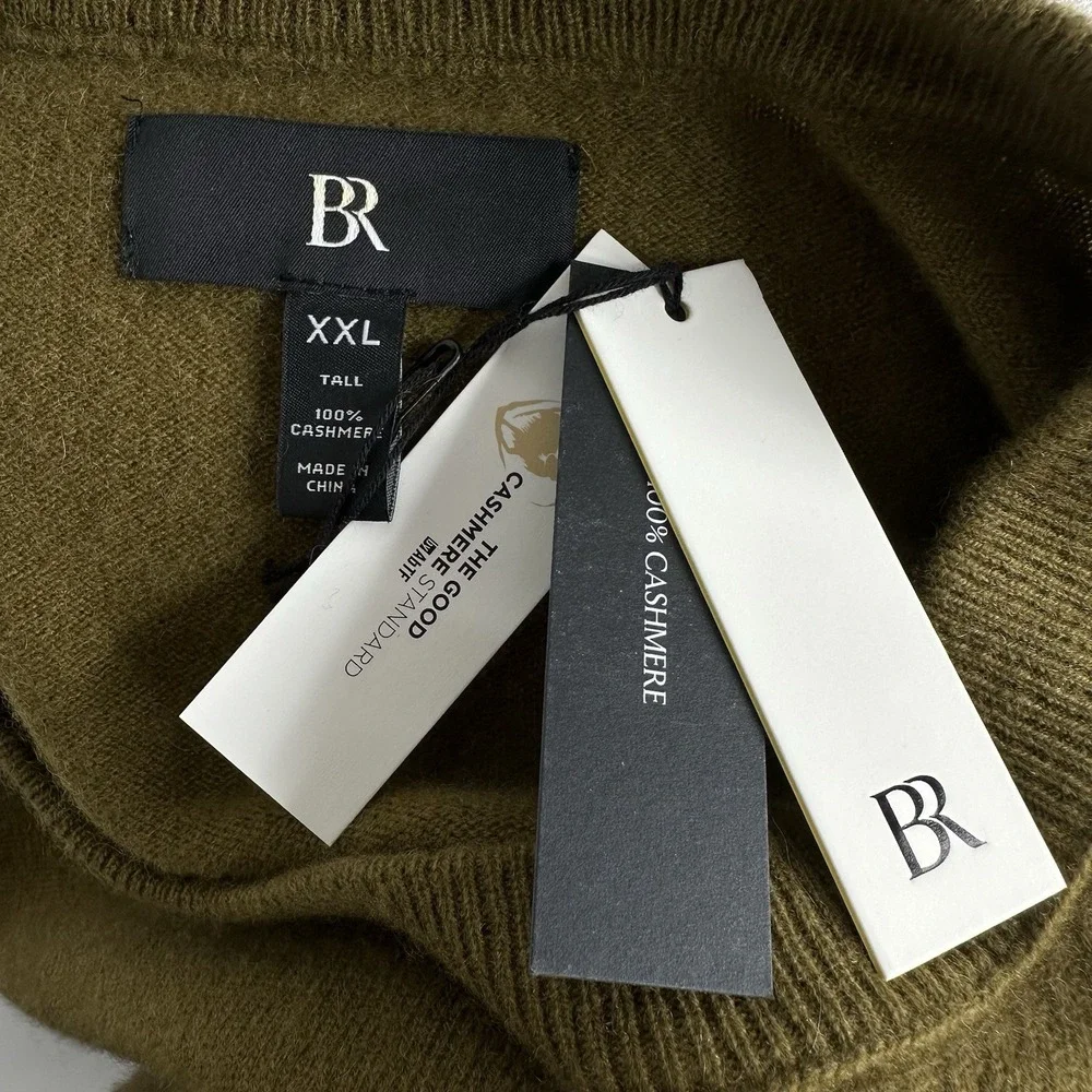 NWT Banana Republic Men's‎ Cashmere Crew Neck Sweater XXL TALL Nettle Leaf Green